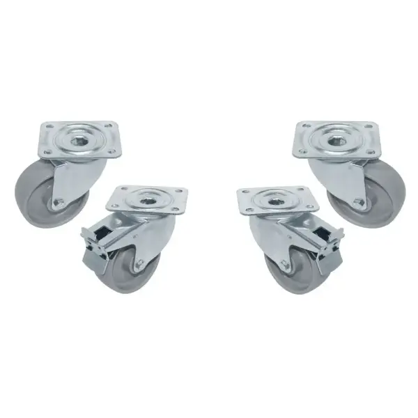 Kit van 4 "verzinkte" zwenkwielen voor tafels, 2 met rem - Main Image
