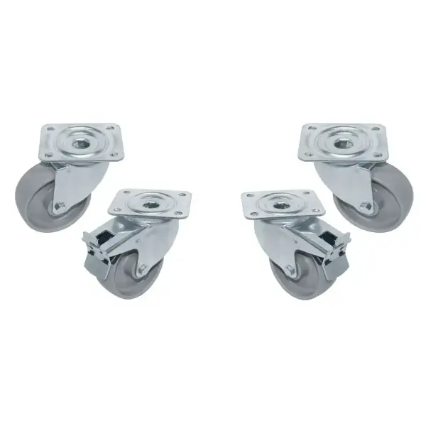 Kit van 4 "verzinkte" zwenkwielen voor tafels, 2 met rem - Main Image
