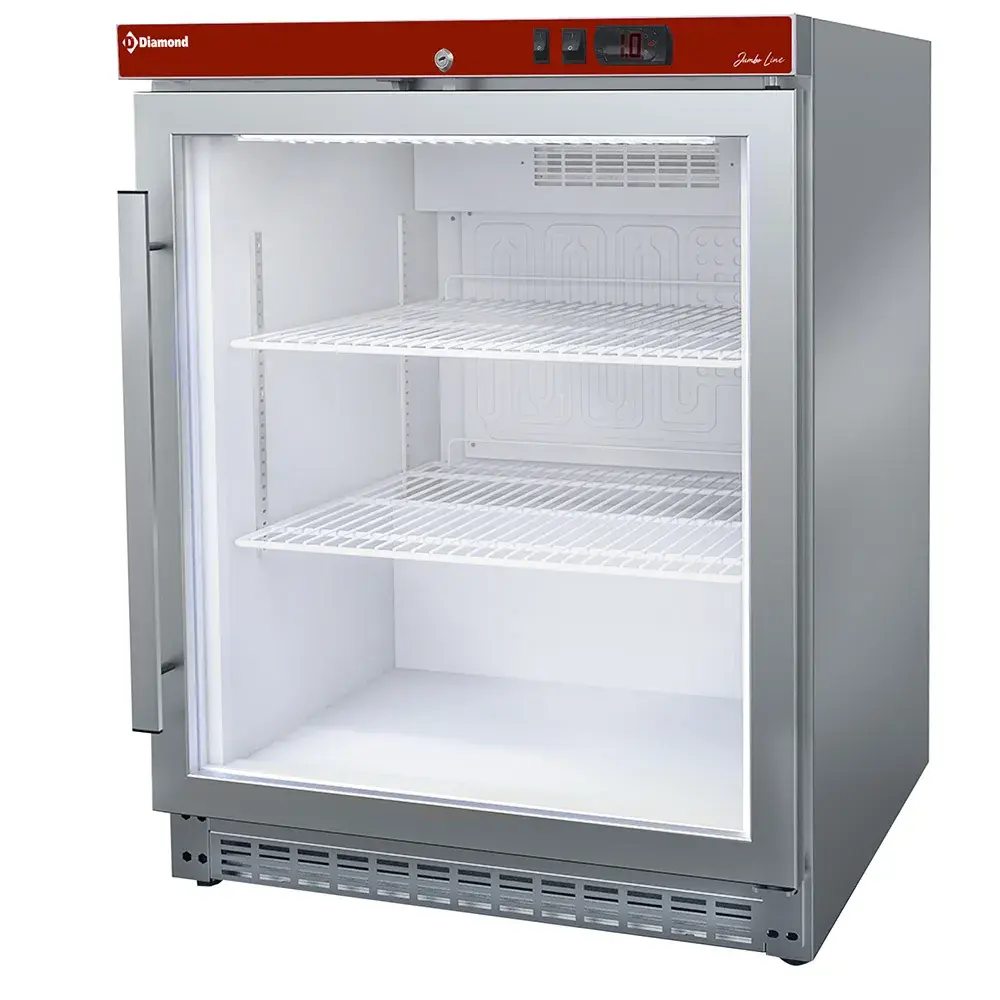 Koelkast geventileerd, glazen deur, 150 liter. R.V.S - Main Image
