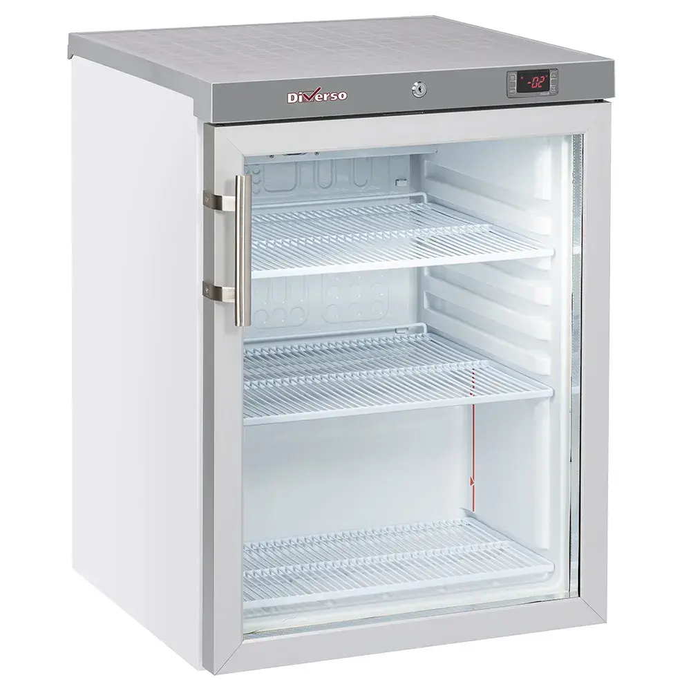Koelkast geventileerd, glazen deur, 200 liter - wit - Main Image