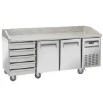 Koeltafel voor pizzeria, 2 deuren EN 600x400, 5 neutrale laden EN 600x400, op wielen, 2 met remmen - Main Image