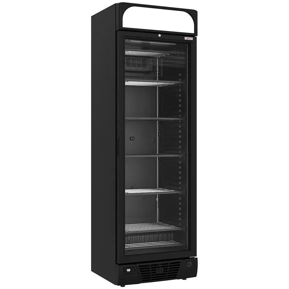 Negatieve geventileerde vitrine 374 liter - 5 vaste niveaus met lichtbak - ZWART - Main Image