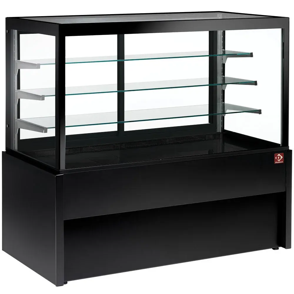 Panoramische uitstaltoonbank, neutraal, 4 niveaus, zonder reserve - ZWART - Main Image