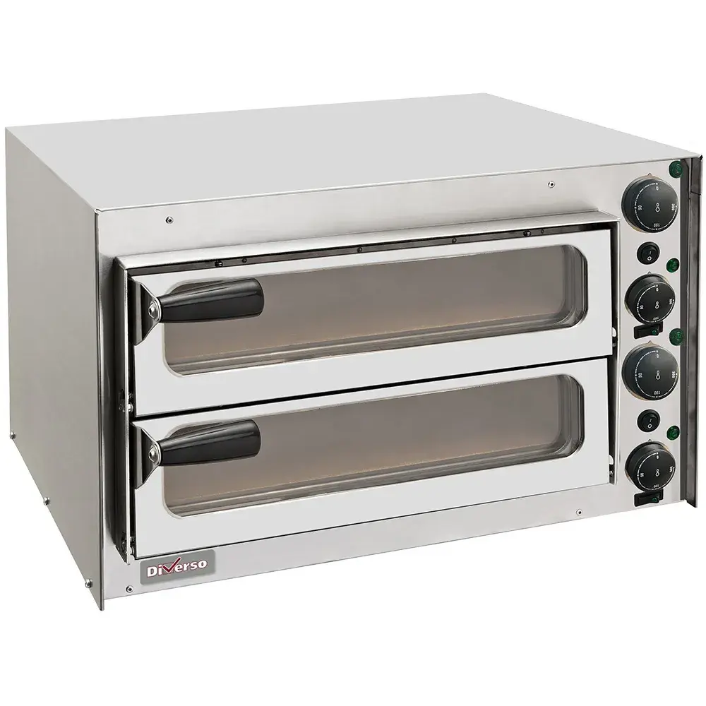 Pizza oven 350 mm, met glazen deurtje, met dubbele kamer - Main Image
