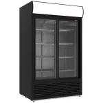Positieve gekoelde vitrine 1230 liter, lichtbak, 2 schuifdeuren - ZWART - Main Image
