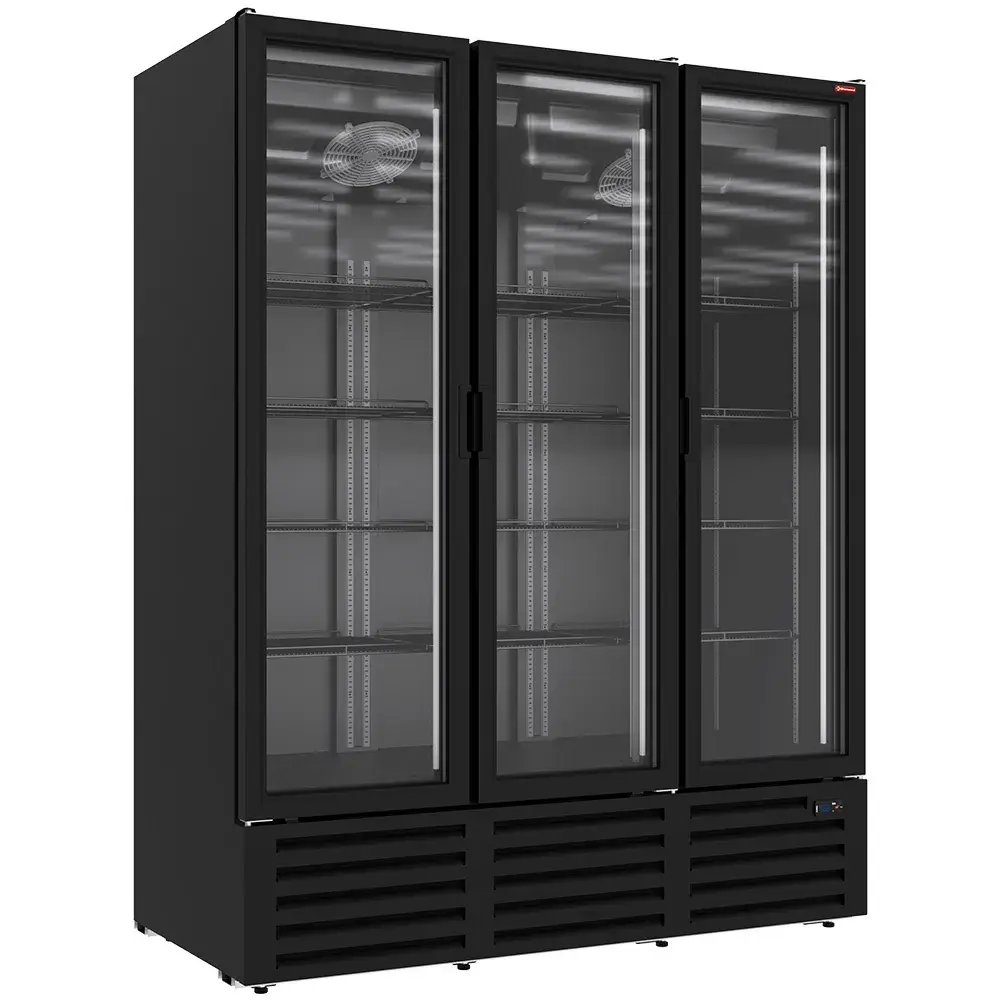 Positieve gekoelde vitrine 1455 liter, 3 draaideuren - ZWART - Main Image