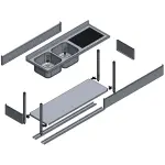 Spoeltafel met 1 kuip, 1 rechts druipvlak, met onderstel - Image 4