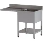 Spoeltafel met 1 kuip en 1 afdruipblad links, met onderlegplank en ruimte voor vaatwasser - Main Image