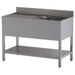 Spoeltafel met 1 kuip en 1 afdruipblad links, met onderlegplank - Main Image