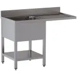 Spoeltafel met 1 kuip en 1 afdruipblad rechts, met onderlegplank en ruimte voor vaatwasser - Main Image