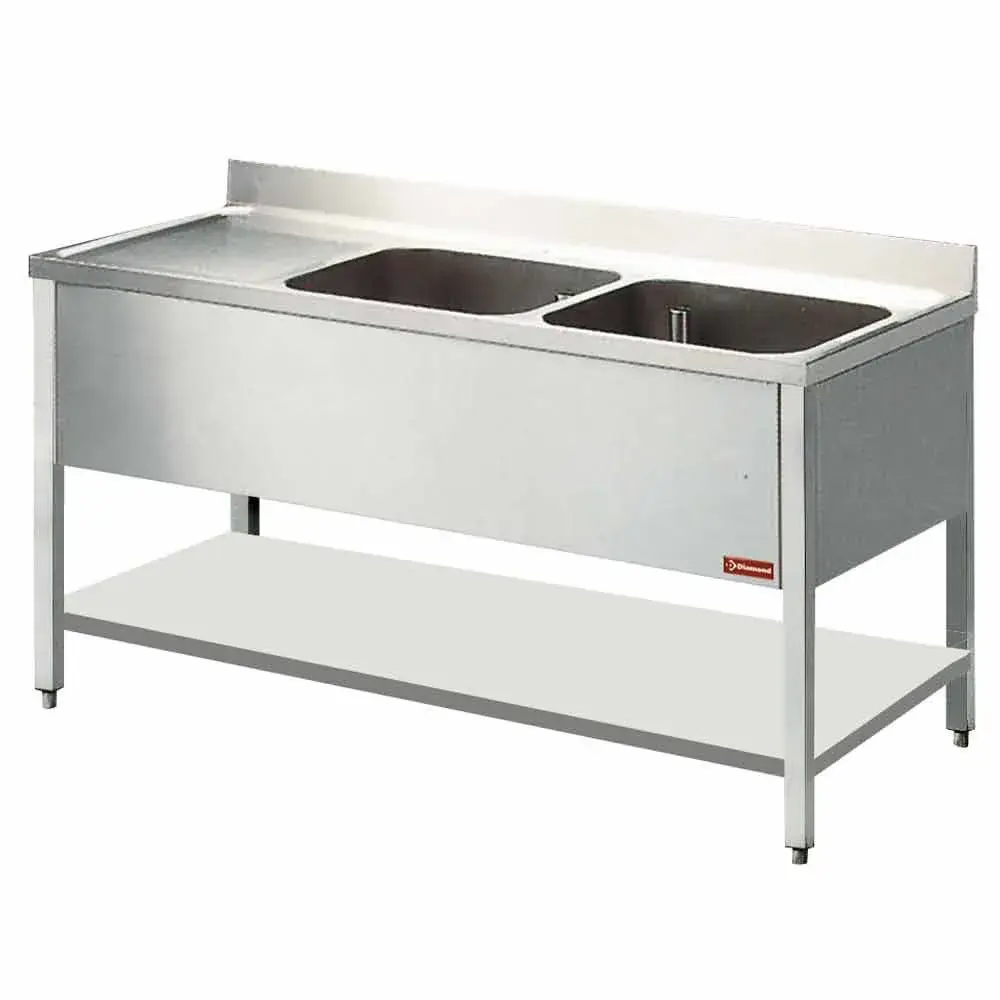 Spoeltafel met 2 kuipen en 1 druipvlak - Main Image