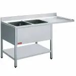 Spoeltafel met 2 kuipen en 1 druipvlak - Main Image