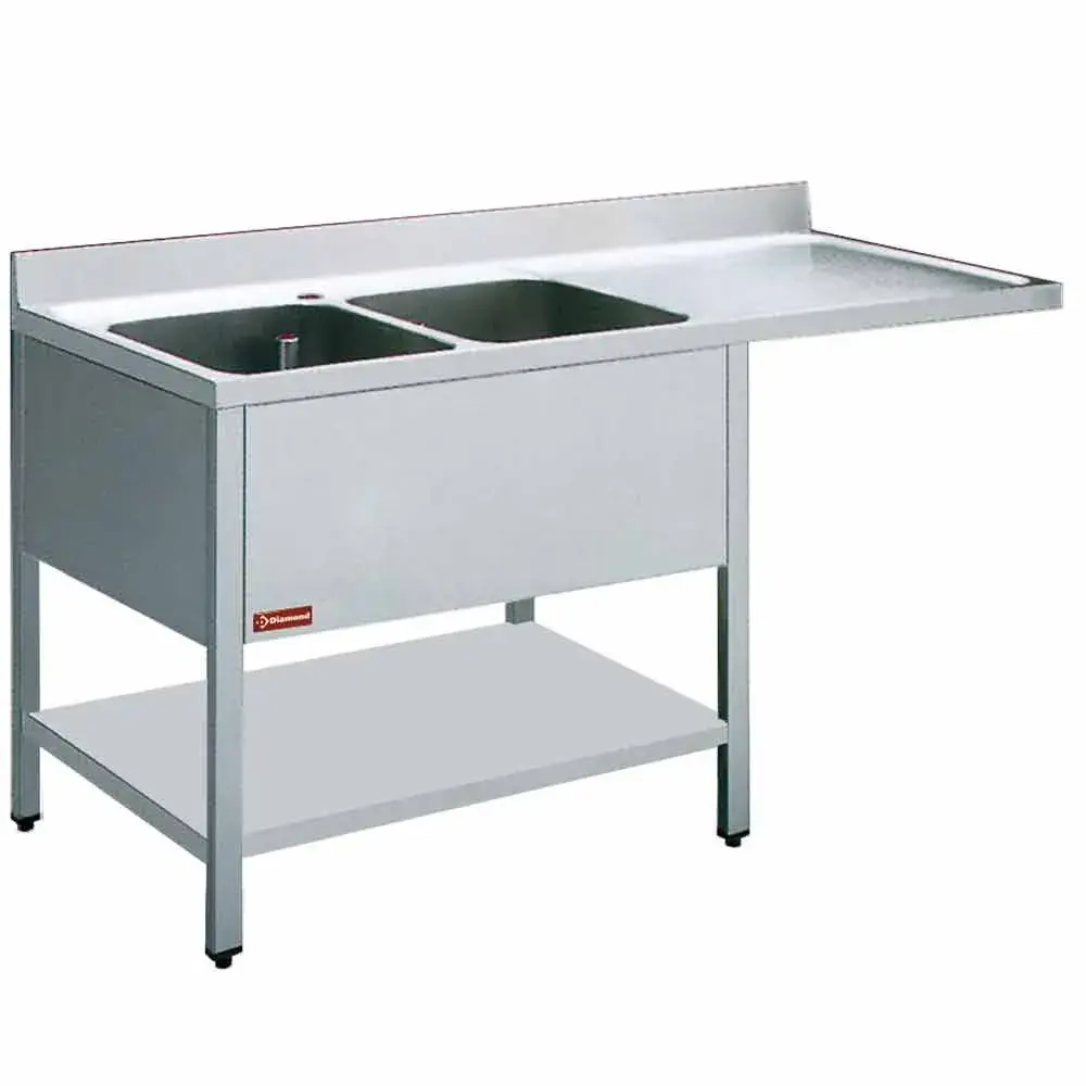 Spoeltafel met 2 kuipen en 1 druipvlak - Main Image
