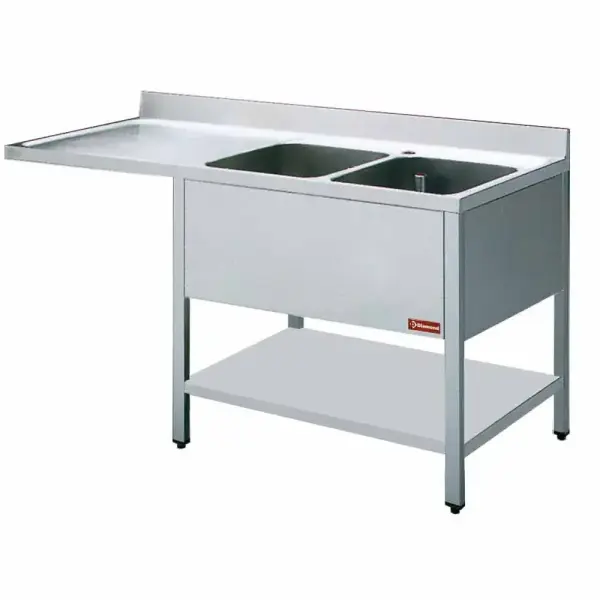 Spoeltafel met 2 kuipen en 1 druipvlak - Main Image