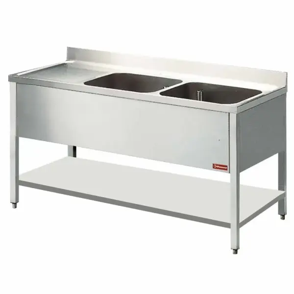 Spoeltafel met 2 kuipen en 1 druipvlak - Main Image