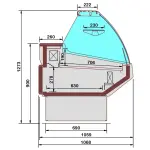 Statische vitrinetoonbank met opslag, gebogen glas - WITTE voorkant - Image 2