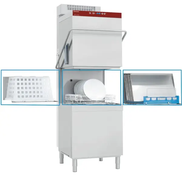 Vaat- & pottenwasser met kap, mand 600x500 mm + damp condensor-recuperator - Main Image