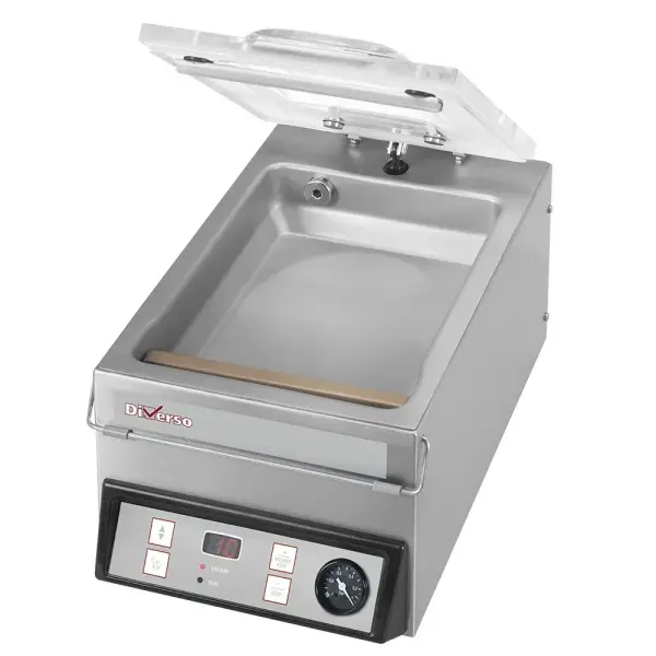Vacuümmachine, gebogen deksel, roestvrij stalen kuip - 4 m3/h - Main Image