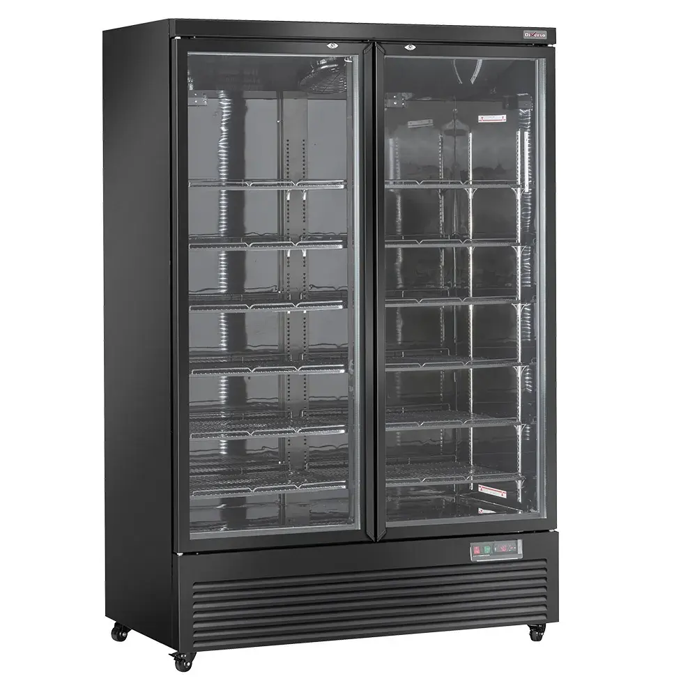Verticale koelkastvitrine, 2 deuren, 1085 liter - ZWART - Main Image