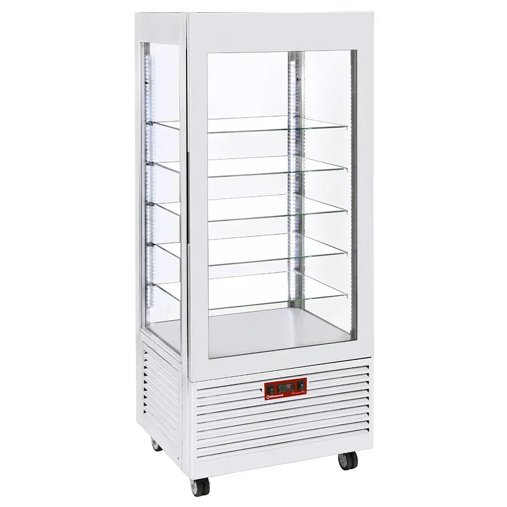 Vitrine 4 zijden T° positief, 5 niveaus in glas, geventileerd, 480 Lit., WIT - Main Image
