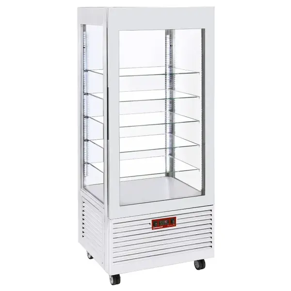 Vitrine 4 zijden T° positief, 5 niveaus in glas, geventileerd, 480 Lit., WIT - Main Image