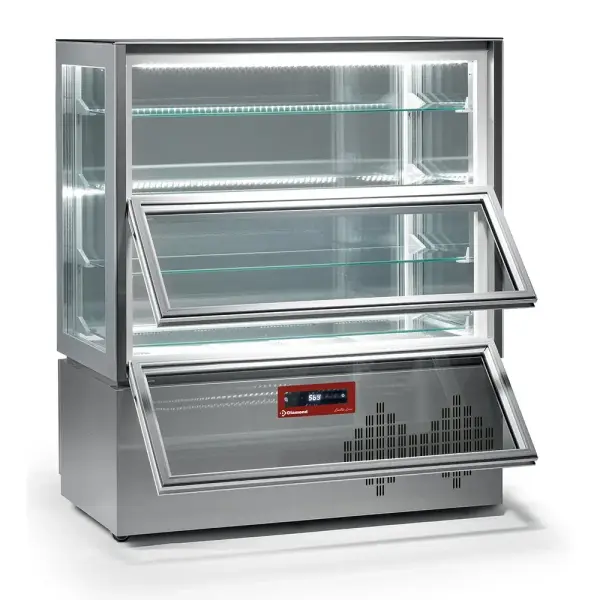 Vitrine, 4 zijden uit glas, 4 niveaus, 2 deuren, geventileerd - Main Image