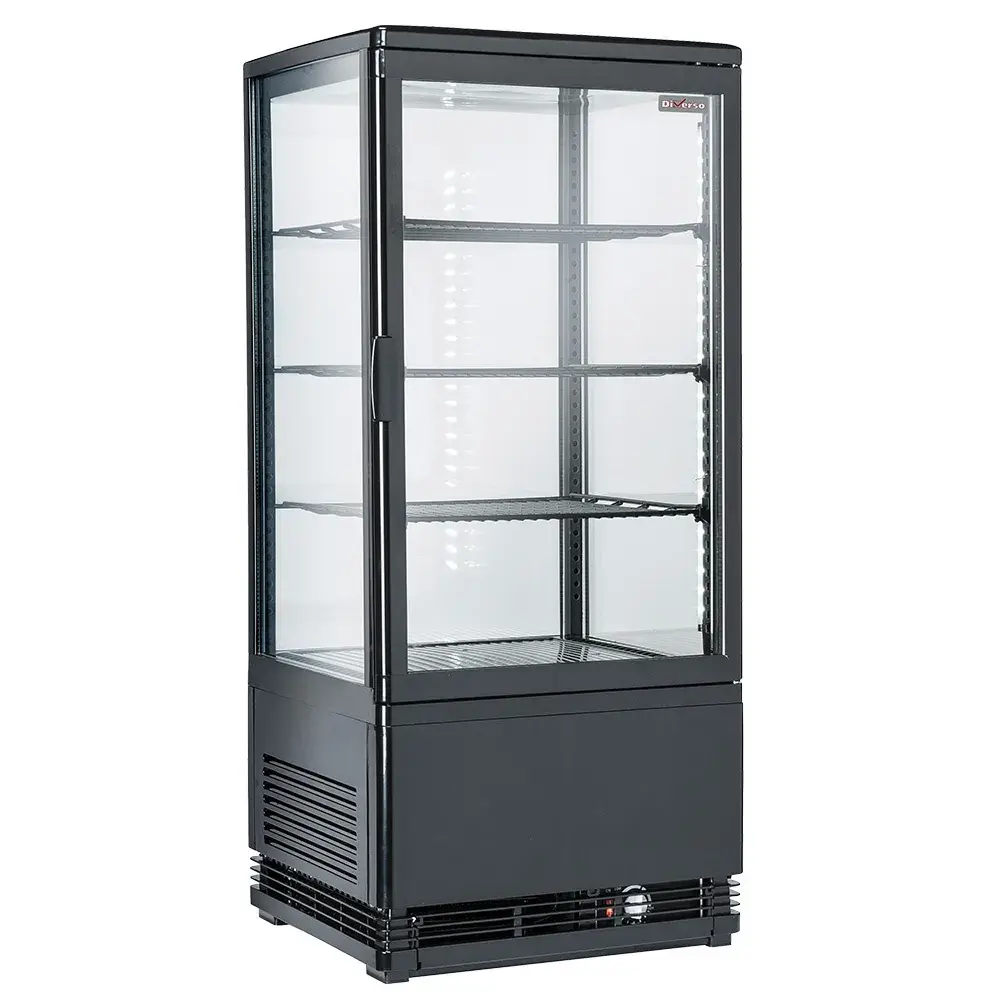 Vitrine tafelmodel geventileerd, 4 glazen zijden, 4 niveau, 80 litres - "Zwart" - Main Image