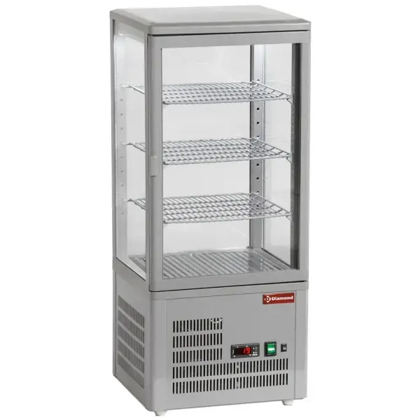 Vitrine tafelmodel geventileerd, 4 glazen zijden, 4 niveau "Grey" - Main Image
