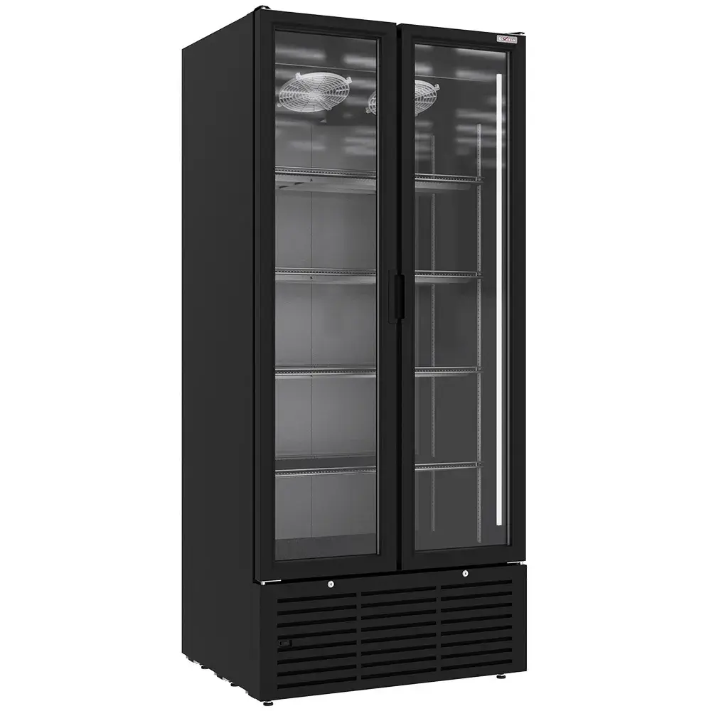 Vitrinekast positieve geventileerd, 804 liter, 2 draaideuren, ZWART - Main Image