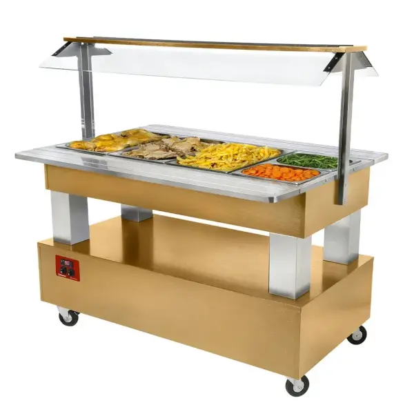 Warm buffet, bain-marie, 4x GN 1/1-150 (Licht eiken hout) - Main Image