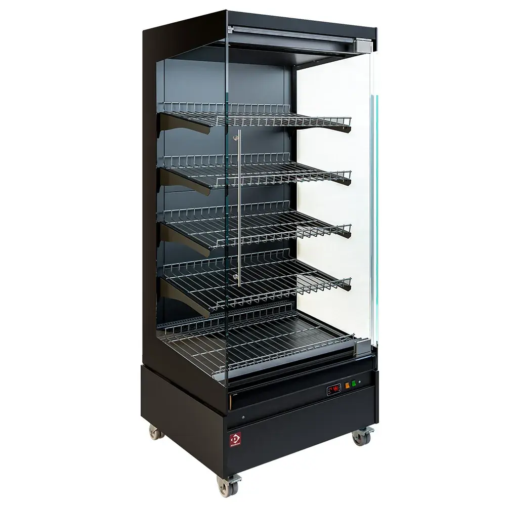 Warmte vitrine, zelfbediening, met glazen deur, op wielen - FULL BLACK - Main Image