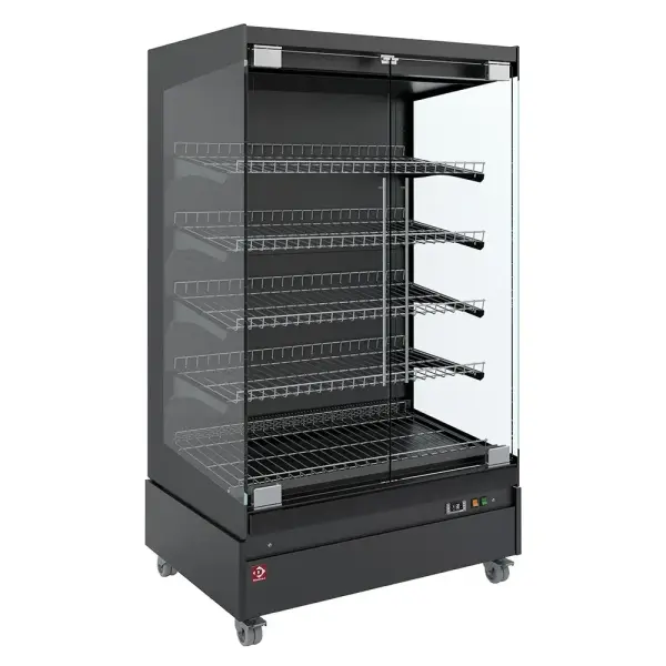 Warmte vitrine, zelfbediening, met glazen deur, op wielen - FULL BLACK - Main Image