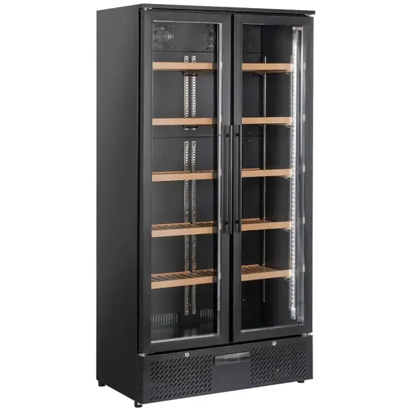 Wijnkast vitrine, dubbele deur, 460 liter, 1 temperatuur - ZWART - Main Image