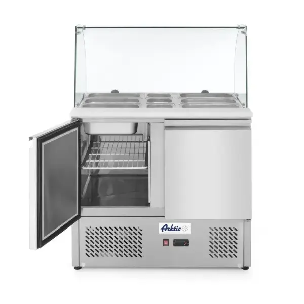 Saladette met 2 deuren en glazen vitrine 300L - Main Image