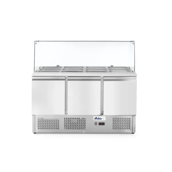 Saladette met 3 deuren en glazen vitrine 380L - Main Image