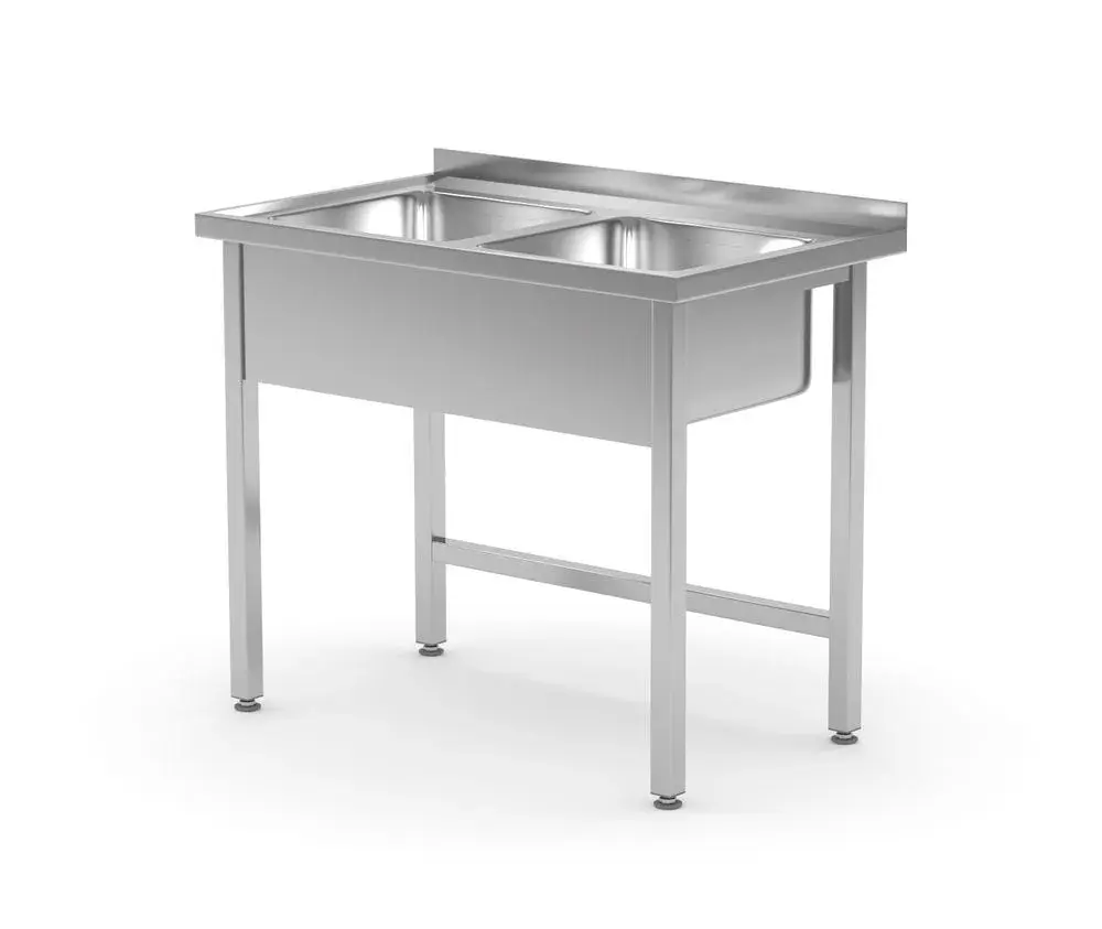 Tafel met 2 spoelbakken – gelast - Main Image