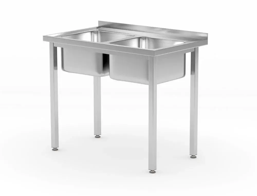 Tafel met 2 spoelbakken – met bouten - Main Image
