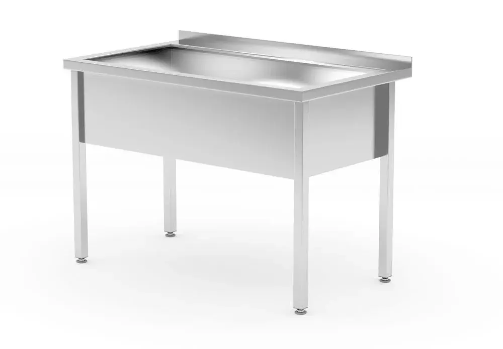 Tafel met enkele wasbak – gelast, diepte 700 mm, kamerhoogte 300 mm - Main Image