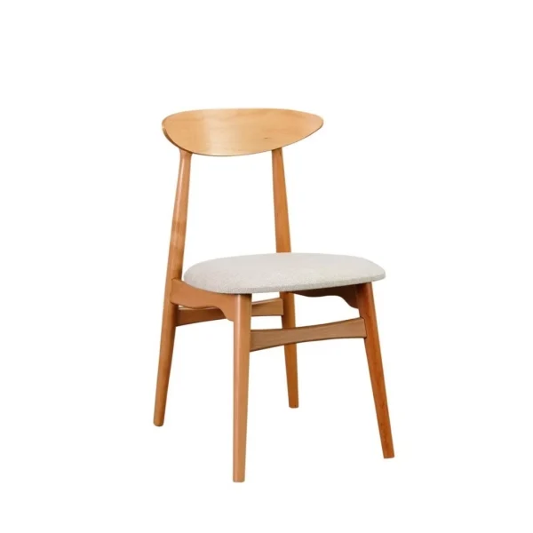 Houten horecastoel met witte zitting