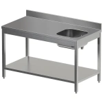 Chef-tafel met onderblad, spoelbak rechts + achterrand - Main Image