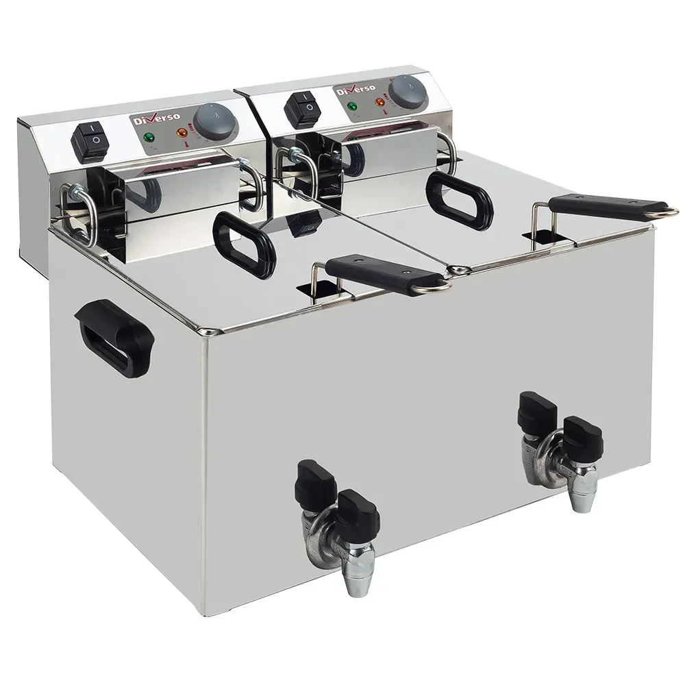 Elektrische friteuse tafelmodel 2x 10 liter + aftapkraan - Main Image