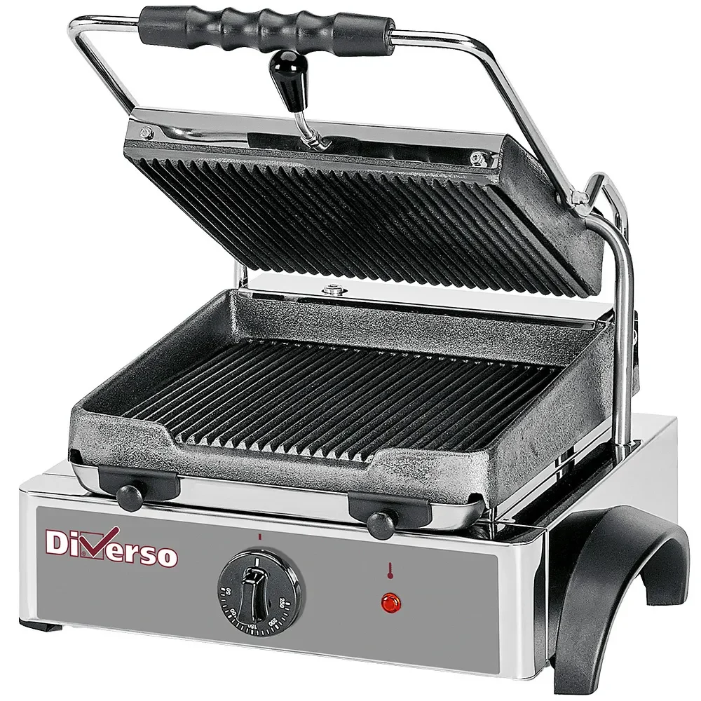 Elektrische panini grill, geribde platen - Main Image