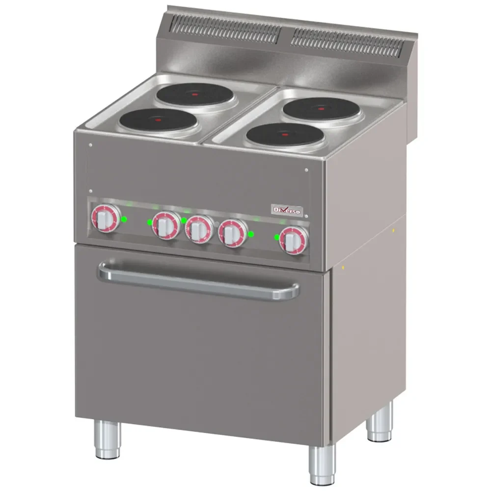 Fornuis met 4 elektrische kookplaten op conventieoven GN1/1 - Main Image