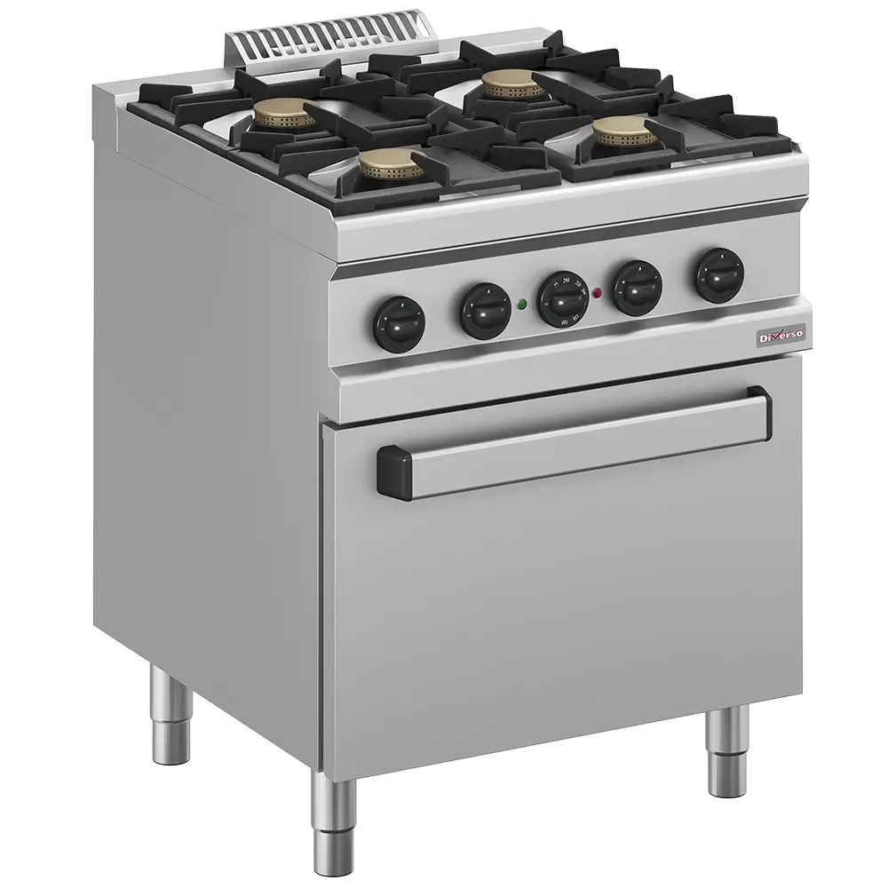 Gasfornuis 4 branders, elektrische convectie-oven GN 1/1 - Main Image