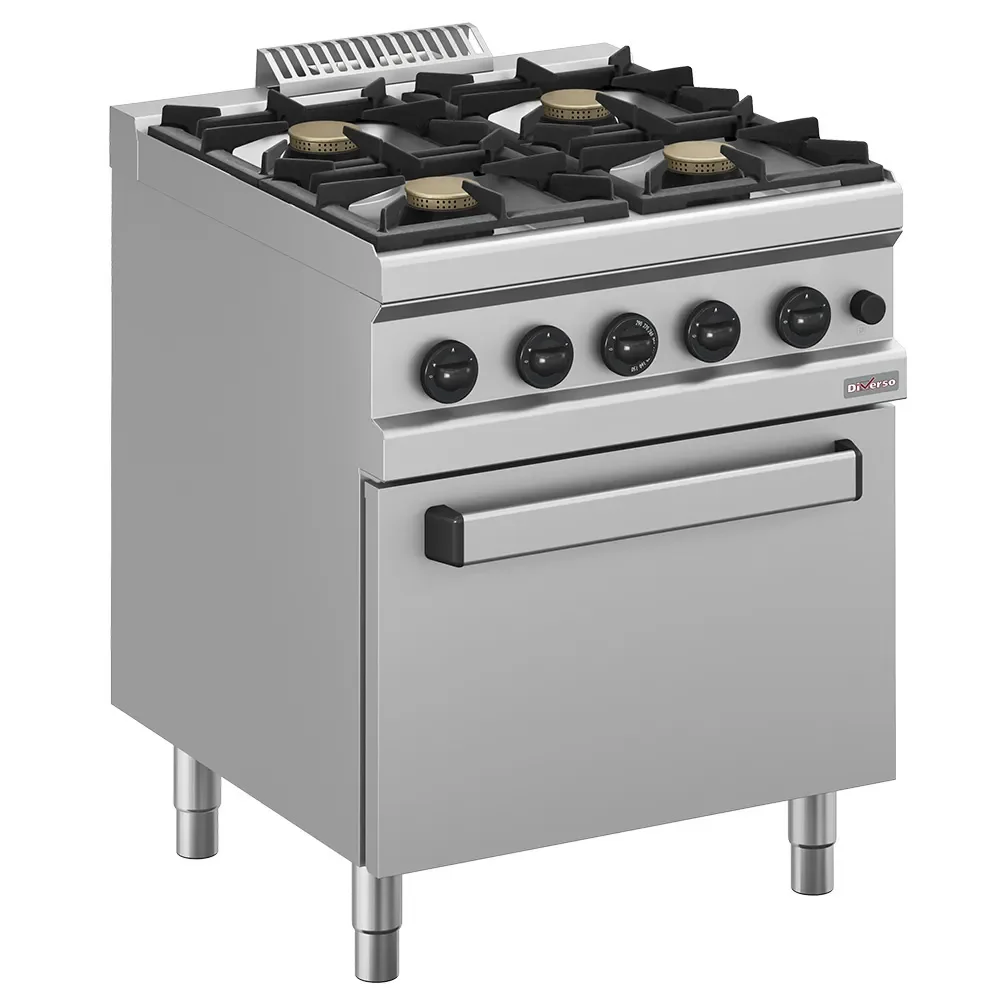 Gasfornuis 4 branders, op gasoven GN 2/1 - Main Image
