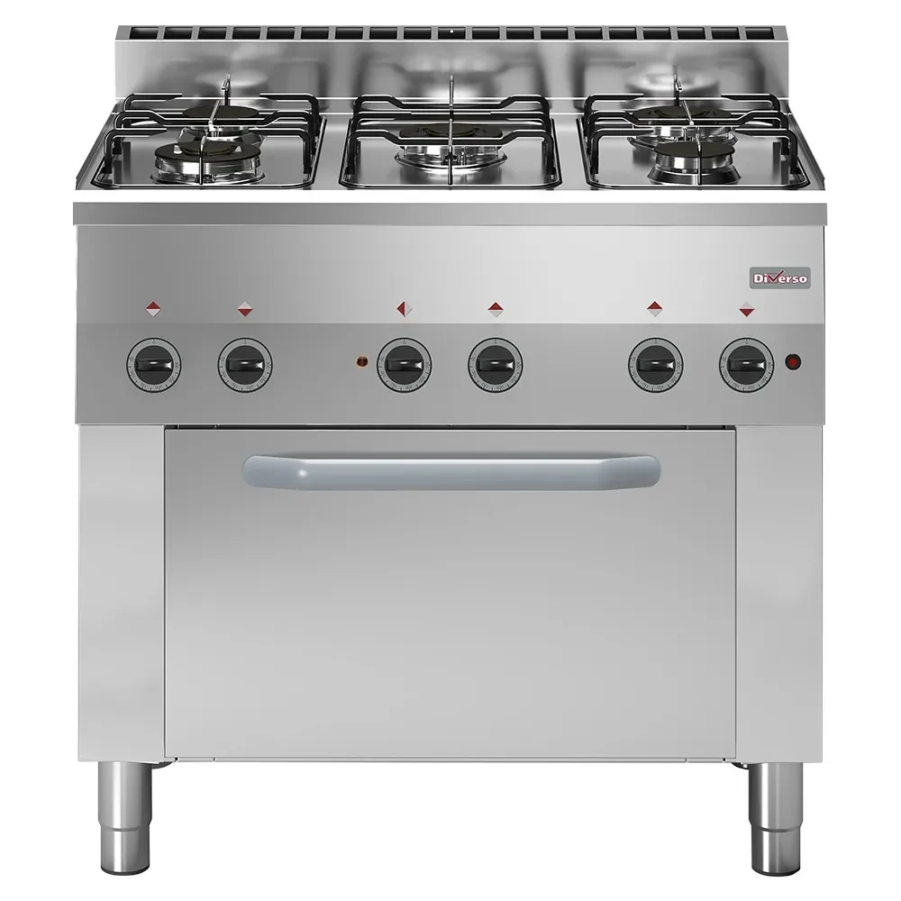 Gasfornuis 5 branders, elektrische convectieoven 4x GN 1/1 - Main Image