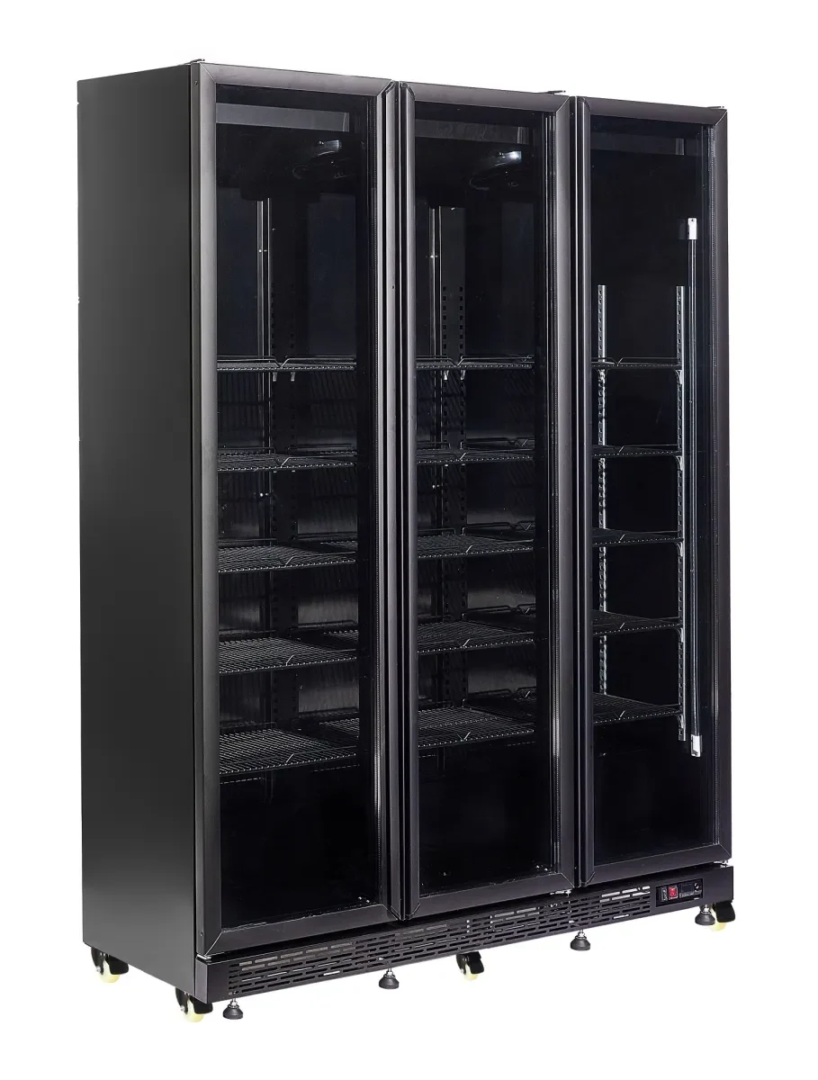KOELKAST 3 GLASDEUREN ZWART NAP-1200 *TRANSPORT OP AANVRAAG* - Main Image