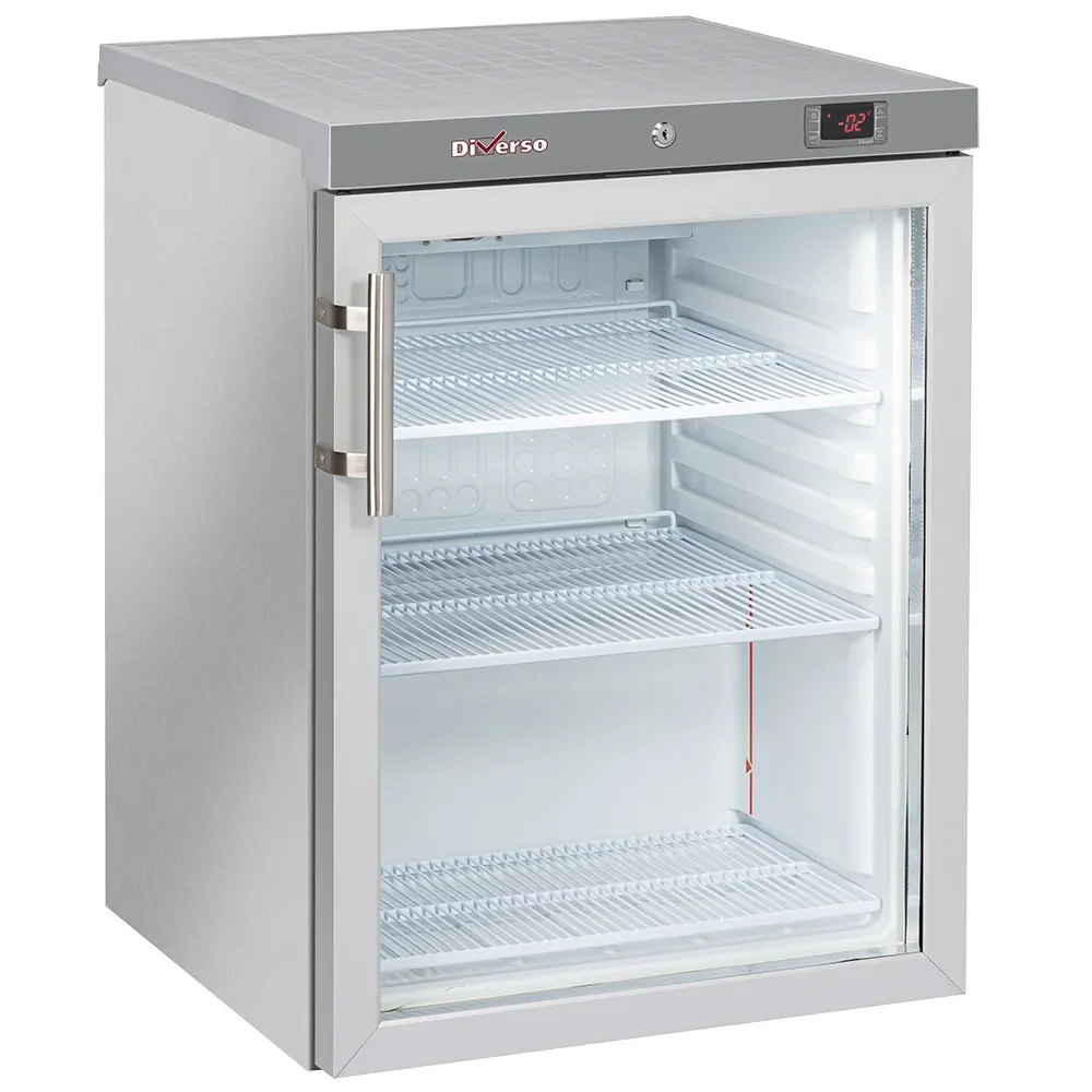 Koelkast geventileerd, glazen deur, 200 liter. R.V.S. - Main Image