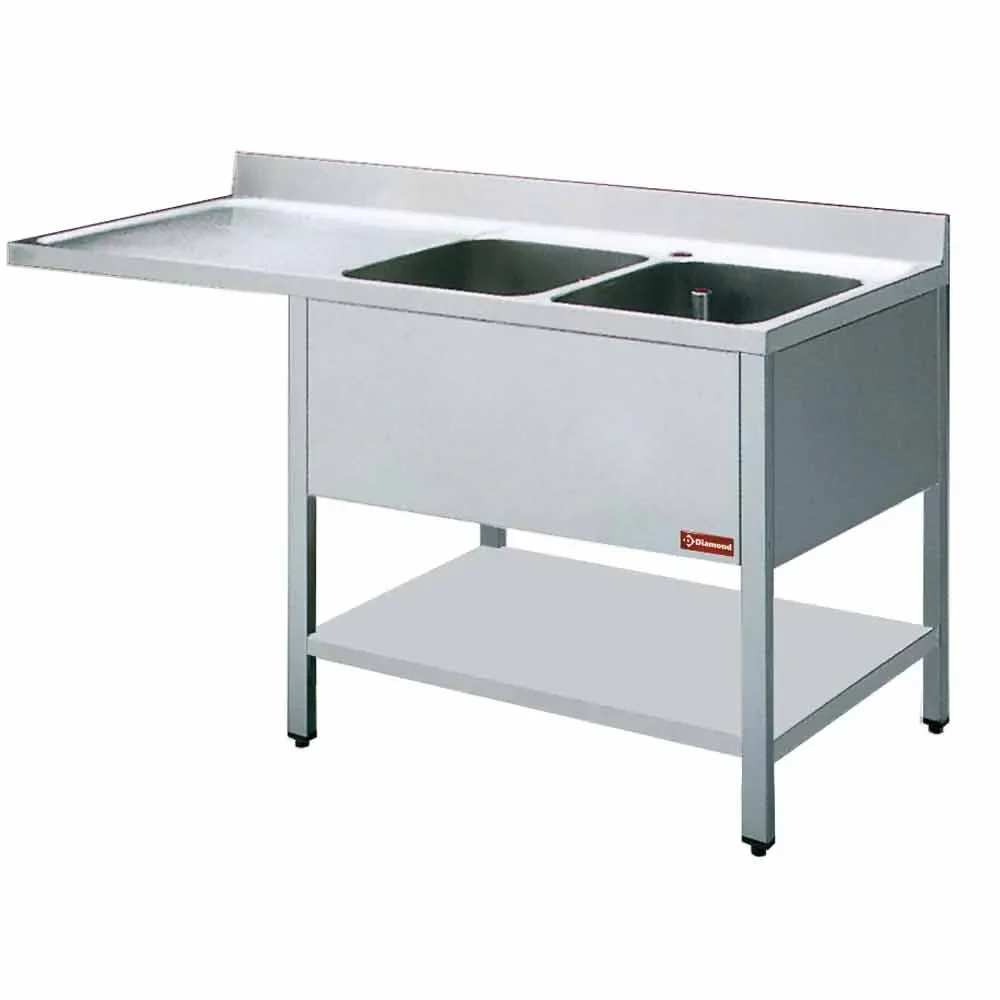 Spoeltafel met 2 kuipen en 1 druipvlak - Main Image