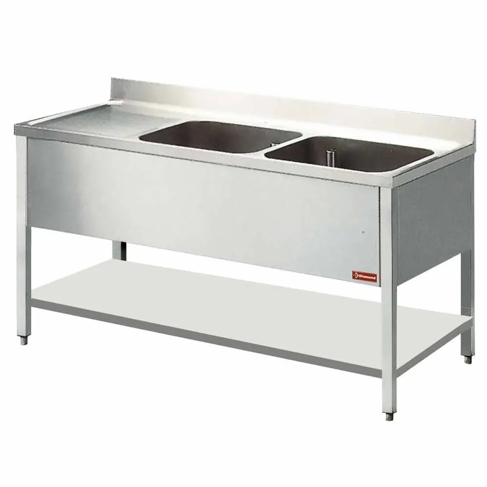 Spoeltafel met 2 kuipen en 1 druipvlak - Main Image